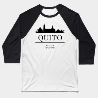 QUITO ECUADOR BLACK SILHOUETTE SKYLINE ART Baseball T-Shirt